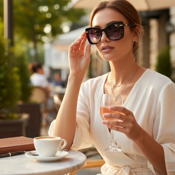 Derek Lam Black Cat-Eye Gradient Lenes Large Designer Sunglasses main image 5